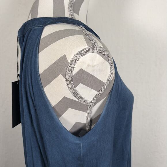 NWT Dear John Cold Shoulder Long Sleeve Top Large in Navy Blue Distressed Color - Picture 7 of 15